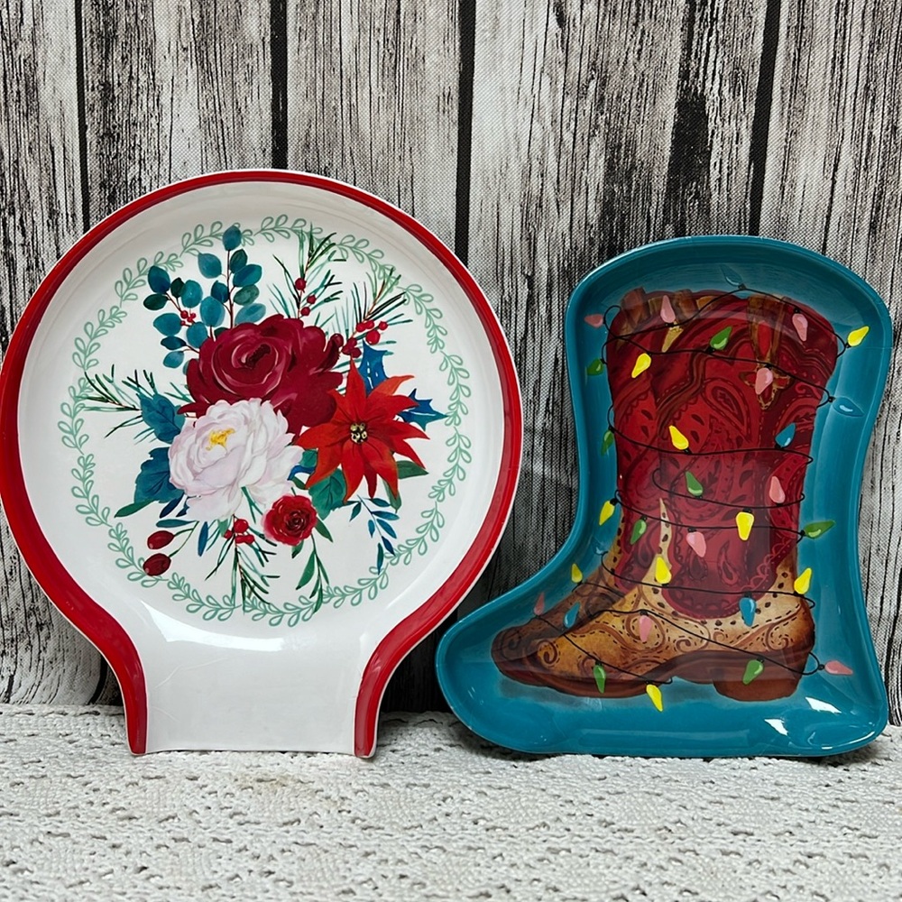 🌸The Pioneer Woman🌸 Set of 2 Melamine Holiday Spoon rest set